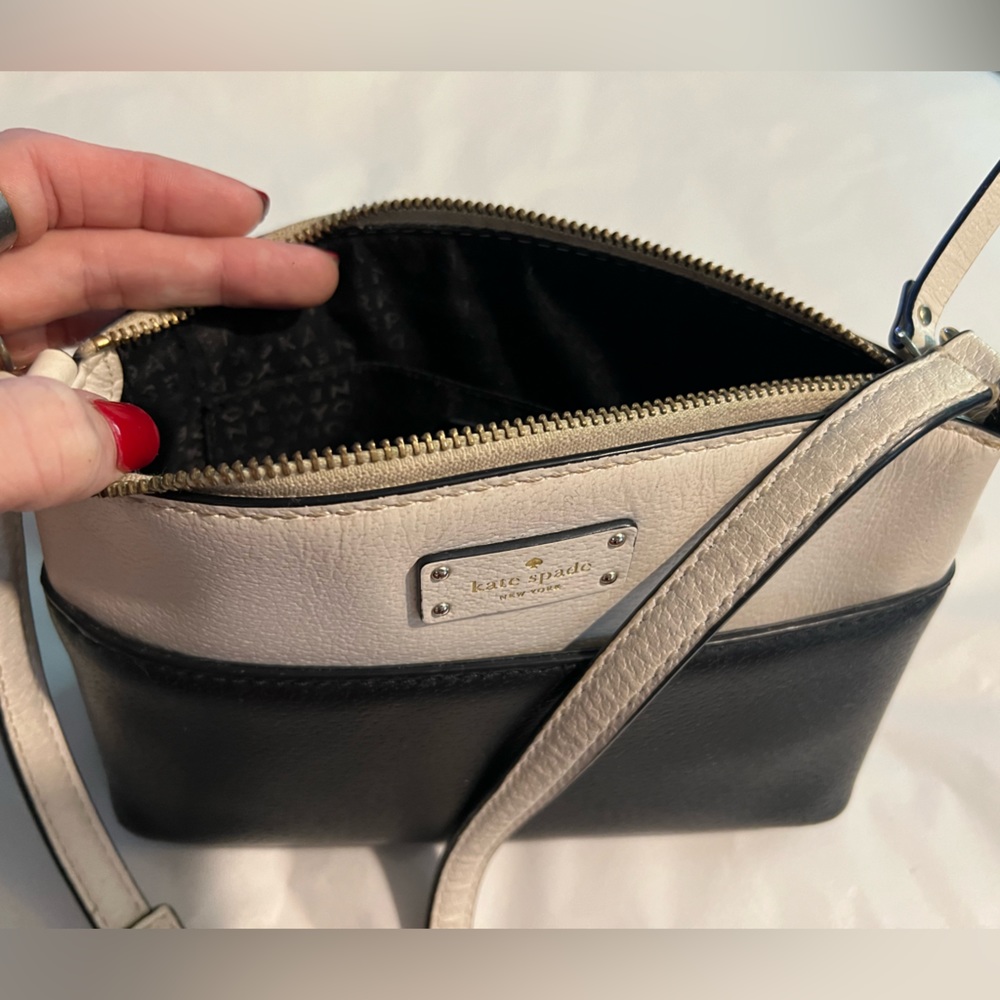 Limited Edition, Kate Spade, like new, white & black cross-body long strap purse